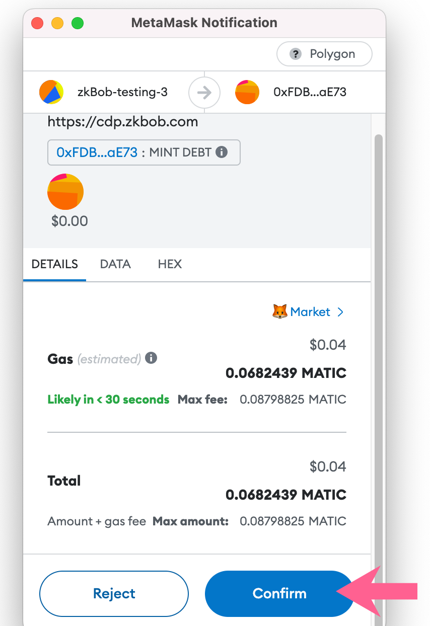 Confirm mint in MetaMask