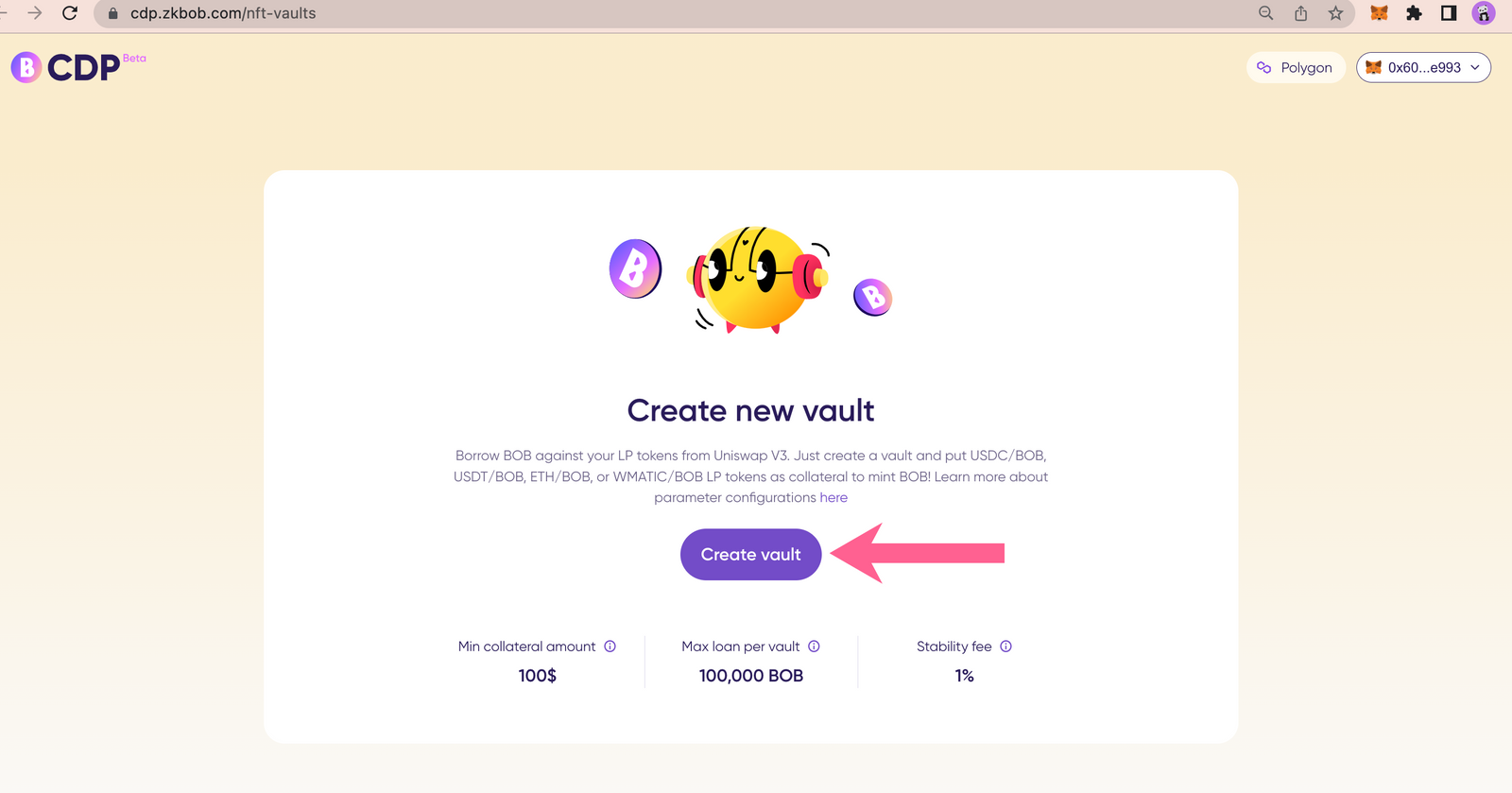 Create a new BOB CDP Vault