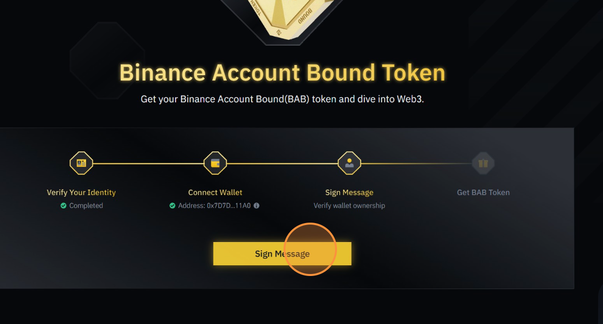 Sign a message for your wallet with Binance BAB token and zkBob